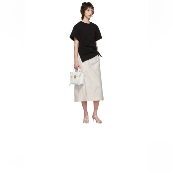 3.1 PHILLIP LIM OFF WHITE BELTED CARGO POPLIN MIDI SKIRT 100% COTTON - Picture 2 of 12